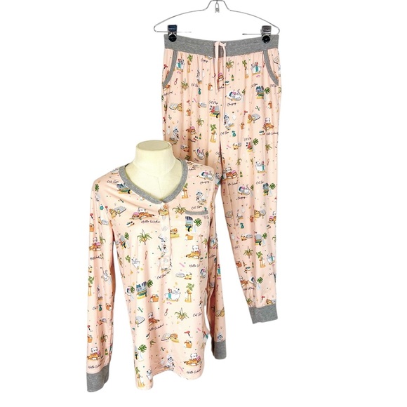 Cuddl Duds pajamas Cats print size medium 2piece set - Picture 1 of 5